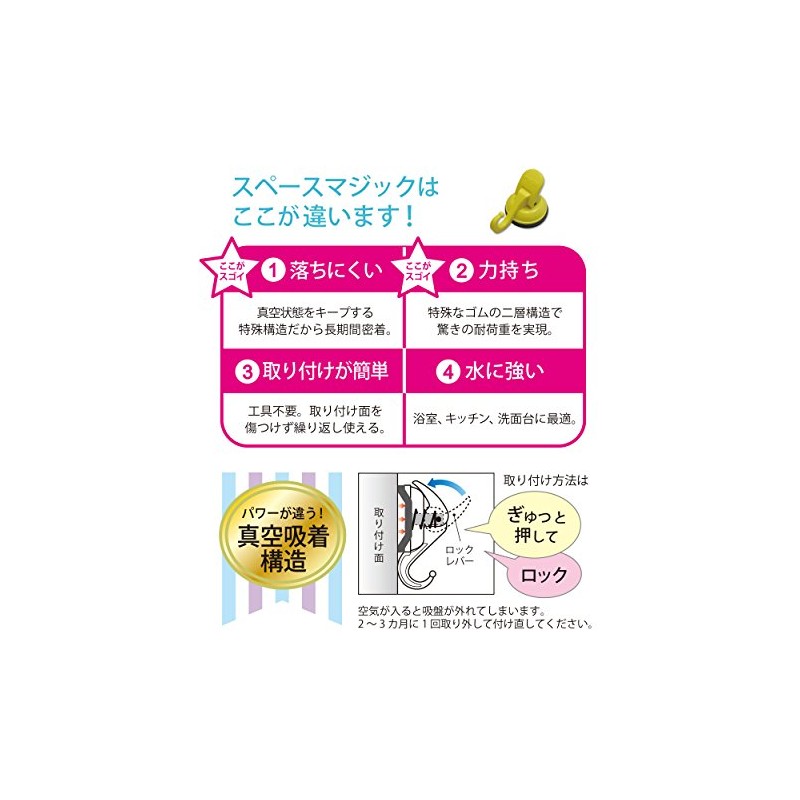 SPACE MAGIC SMP2022 Round Hook, White, 4 Pieces (Round Hook,