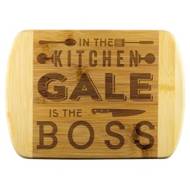 Mom To Be Gifts - In The Kitchen Gale Is The Boss - Mothers Day Gifts, Gift Ideas For Mom, Funny Cutting Board Engraved Bamboo Chopping Block, Bamboo Engraved Cutting Board