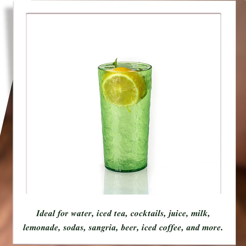 MIYOPESI 26oz Acrylic Glasses Drinkware (Set of 8), Ice-carving Unbreakable