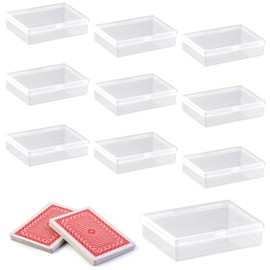 Jortmrd Pack of 10 Playing Cards Box Empty Card Box Playing Cards Case Plastic Card Box with Lid for Trading Cards Bank Cards Business Cards (Transparent, 98 x 71 x 23 mm)