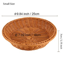 RT&BS Wicker Bread Baskets for Serving, Woven Vegetable Baskets, Hand Woven Fruit Basket for Kitchen, Store, Restaurant, Outdoor, Party (Brown, S)
