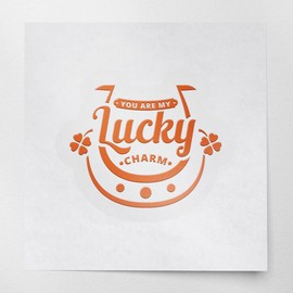 Decal Stickers of You are My Lucky Charm (Pastel Orange) (Set of 2) Premium Waterproof Decal Stickers for Laptop Phone Accessory Helmet Car Window Mug Tuber Cup Door Wall - BICVER1c65906PO0124