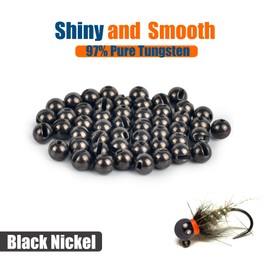 MUUNN 50pcs Tungsten Slotted Beads for Fly Tying,12 Colors/13 Sizes Tungsten Beads Heads Slotted Fly Tying Materials（Black,3.0mm