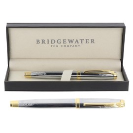 Bridgewater Pen Company Executive Roller Ball Point Pen Collection, Boxed, Sleeved (Chester, Gold Trim)