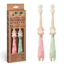 ROARex Vegan Earth Friendly All Natural Kids Toothbrush Made from Plants – Sweet Baby Giraffe | 100% Biodegradable and Compostable | 1% for The Planet