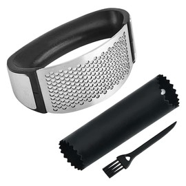 Stainless Steel Garlic Press Crusher with Cleaning Brush and Peeler