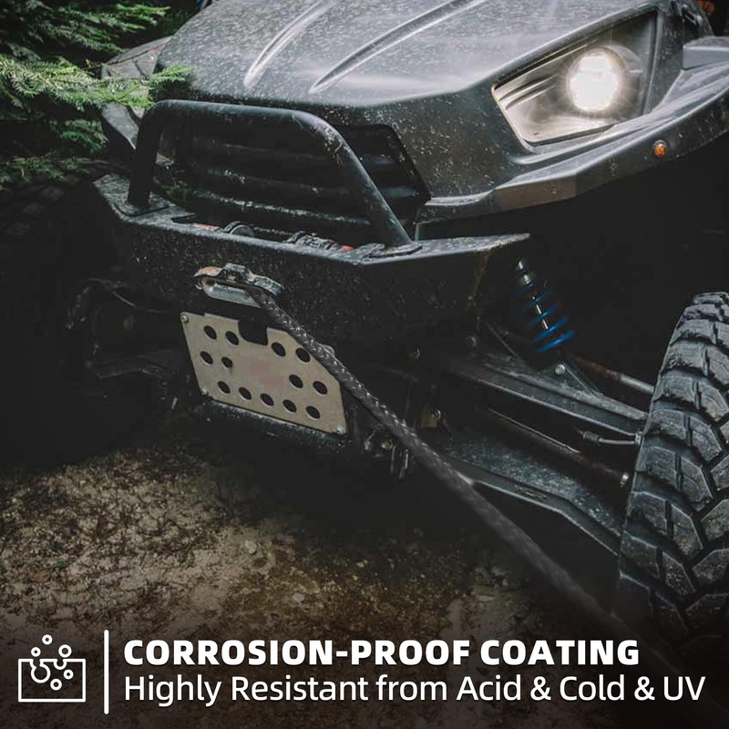 SAMOUT Synthetic Winch Rope Kit, 3/16in x 50ft 8350LBS Cable