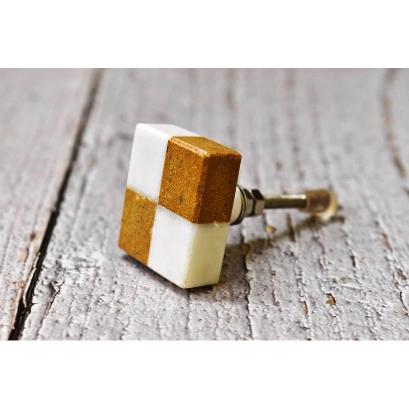 ARTISNO White Rectangular Marble Knob, Modern Cabinet Knob, Decorative Hardware,