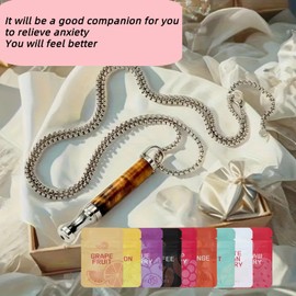 9Pcs Anxiety Breathing Necklace with Resis/tance,Anxiety Relief Necklaces,Flavoured Air Breathlace,Natural Essential Oil for Brea/Thing Necklace,Stress Reduction&Mindfulness for Adults,Great Gift