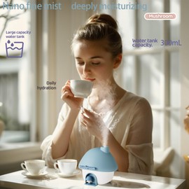 Humidifier for Bedroom,Portable Humidifier,Baby humidifier with 7 modes of sunset atmosphere lighting and 2 modes of night light,two spray modes,suitable for children,bedroom and office