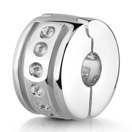 Materia Jewellery 925 Silver Bead Stopper Clip Dotted – Silver Element for Beads Bracelets with Thread #899, Sterling Silver Glass, No Gemstone