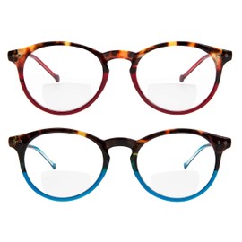 Yogo Vision - Gafas de lectura bifocales para hombres y mujeres, Azul Habana, Rojo Havana, 49-19-140