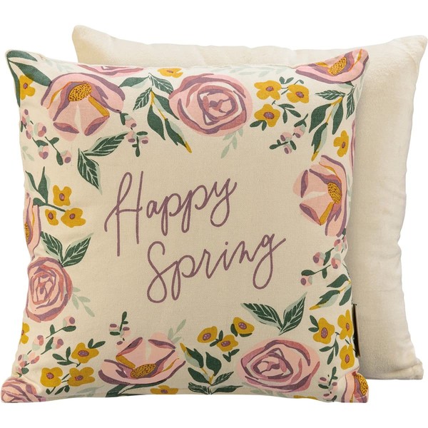 Primitives by Kathy 112506 Happy Spring Pillow, 14-inch Square, Cotton