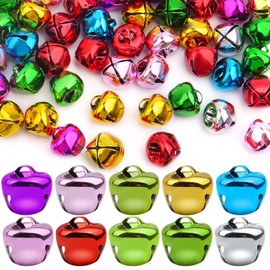 BronaGrand 100pcs 10 mm Colorful Jingle Bells Christmas Jingle Bells Mini Cheerful Sound Craft Bells for DIY Jewelry Making Christmas Wreath Home Party Decoration