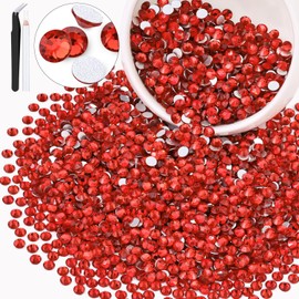 3000PCS SS20/5mm Crystal Rhinestones (Light Red/Light Siam), Bedazzling Flatback Glass Rhinestones for Crafting DIY Nail Art Makeup Decoration, Gems Diomand Charms for Tumbler Shoes Clothing Mug