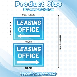 Ripeng 3 Pcs Leasing Double Sided Yard Signs with Arrow 16 x 12 Inch Yard Signs with Stakes for Outdoor Office Retail Store Restaurant Bar Hotel(Leasing Office)