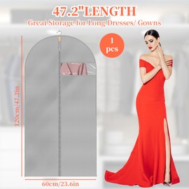 Grey PEVA Lightweight Breathable Garment Bag for Hanging Clothes, 24 x 47 Inches Garment Covers - Ideal for Dance Costumes, Gowns, Winter Long Coats, Shirts & Jackets, Perfect for Closet Storage