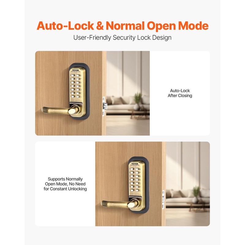 VEVOR Mechanical Keyless Entry Door Lock, 14 Keys, Mechanical Keypad