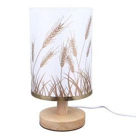 Hyuduo Small Table Lamp, Dimmable, LED Bedside Lamps, Solid Wood, USB Bedside Lamp with Wheat Tip Lampshade, Floral Pattern, Caring for Bedroom