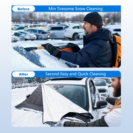 Windshield Cover for Ice and Snow,New Upgraded Heavy Duty Windshield Snow Cover,Extra Large Size (75"x45"),Windproof Winter Frost and Deicing Awning Suitable Fzor Cars, Trucks, SUVs
