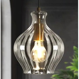 Uolfin Transitional Bell Kitchen Island Pendant Light 1-Light Black and Brass