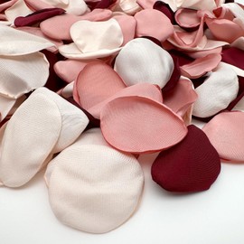Vsosfiza 200 PCS Rose petals for Wedding,Reusable Silk Petals,Artificial Scatter Petals for Wedding Walk,Valentine's Day,Bridal Showers(Burgundy/Pink)