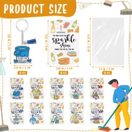 Nosiny 10 Sets National School Custodian Day Gift Employee Appreciation Cleaning Acrylic Keychains Greeting Cards Gift for Custodian