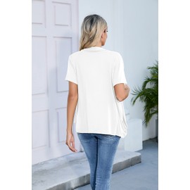 TASAMO Draped Ruffles Sweater Fashionable and Comfortable Cardigan with Pockets（XX-Large,White）