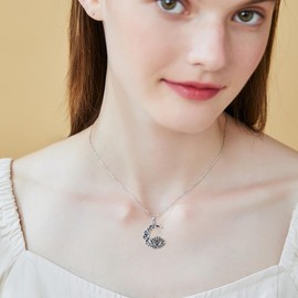 ONEFINITY Lotus Flower Necklace 925 Sterling Silver Lotus Moon Pendant Necklace Jewellery Gifts for Women, Sterling Silver