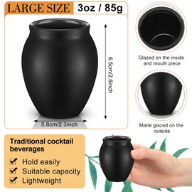 Gejoy 48 Pcs 3oz Cantaritos De Barro Mexicanos Cantaritos Shooters Pottery Taco Tuesday Mexican Clay Cup Fiesta De Barro Mexicanos Cocktail Cups Cocktail Glasses for Tequila Margaritas Mojitos (Black)