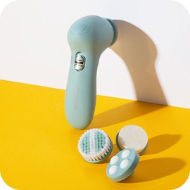 Cosmopolitan Electric Facial Cleansing Brush, Soft Facial Pore Cleaner Spin Brush & Derma Polish Machine, Waterproof Deep Pore Cleaning Face Cleanser, Battery Powered, for Women or Men - Blue & Silver