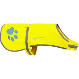 SafetyPUP XD Soft-Shell Reflective Dog Vest. Hi Visibility Waterproof Jacket with Light Fleece Lining. Ideal in Cooler Climates. Fluorescent Hi Vis Safety Vest to Protect Your PUP (Yellow, Small)