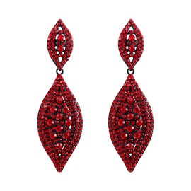 EVER FAITH Red Earrings Sparkly Crystal Drop Earrings for Women Teardrop Statement Dangle Pierced Earrings Costume Jewellery Black-Tone
