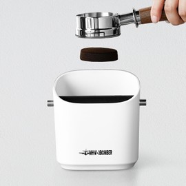 MHW-3BOMBER Espresso Knock Box, 1.2L(15 Cups) Coffee Knock Box with Removable Knock Bar and Anti-slip Pads for Espresso Puck, Coffee Ground, Durable Espresso Accessories, White GB5968W-OS