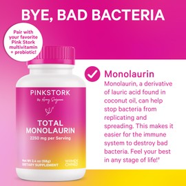 Pink Stork Monolaurin Pellets – Scoopable Concentrated Formula for Immune & Gut Health, Candida, UTI, Vaginal Flora, Morning Sickness, Bloating & Indigestion Support – Vegan, Odorless Supplement