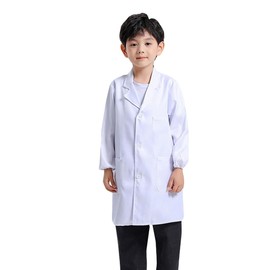 Child Lab Coat Doctor Cosplay Costume Outfit Kid Scientist Role-play Coat for boys and girls (White, Large)