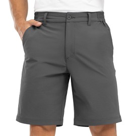 BGOWATU Mens Hiking Shorts Lightweight Quick Dry 9'' Fit Golf Outdoor Shorts Camping Work Fishing Cargo Shorts with Zip Pocket Dark Gray Size 36