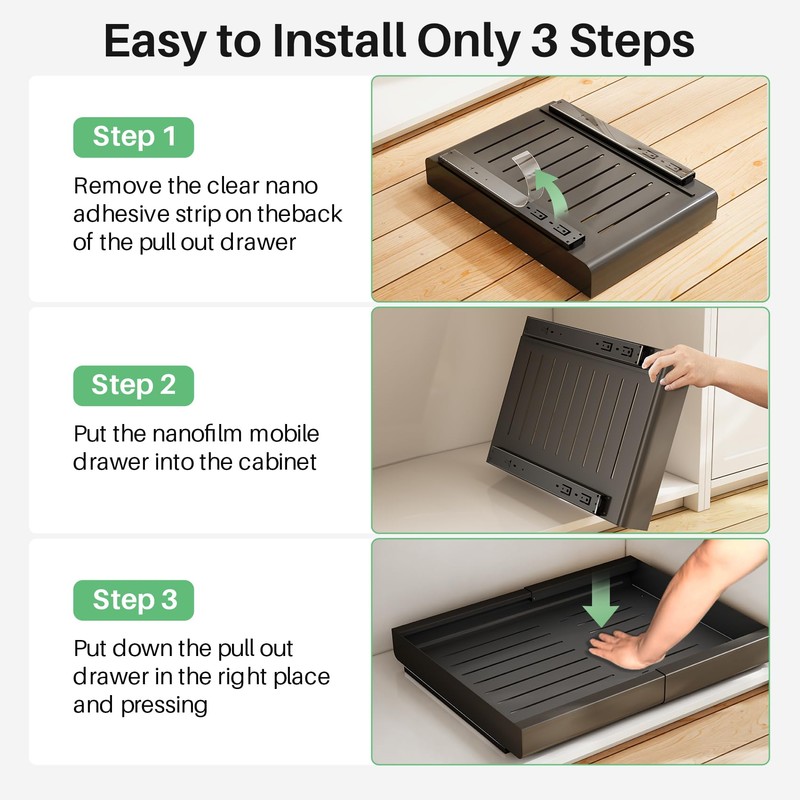 Pull out Cabinet Organizer, Expandable(12"-20") Heavy Duty Slide out Drawer