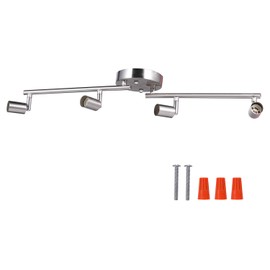 4-Light Adjustable Dimmable Track Lighting Kit by AIBOO,Flexible Foldable Arms,Satin Nickel Kitchen,Hallyway Bed Room Lighting Fixture, GU10 Base Bulbs not Included