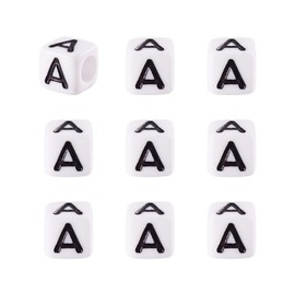 Pandahall 50g/300pcs Acrylic A-Z English Letter A Beads Alphabet Cube Beads DIY Word Message Initial Bracelet Spacer Charms Jewelry Makings 6x6mm White