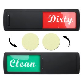 Dishwasher Magnet Clean Dirty Sign,2 by 7 Inch-Easy to Readr dishwasher sign Indicator Sign,Non-Scratching Strong Magnet or Optional Adhesive Stickers Tells Whether Dishes are Clean or Dirty (black）