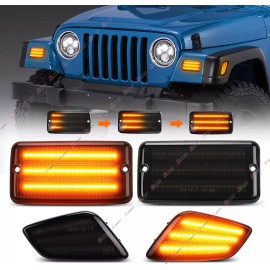 MAG For 97-06 Jeep Wrangler TJ LED Dynamic Front Side Marker Bumper Signal Lights