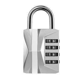 Heavy Duty, Combination Lock 4 Digit, Resettable, Waterproof Metal, School/Gym Locker Lock, Fence, Gate, Toolbox (Silver)