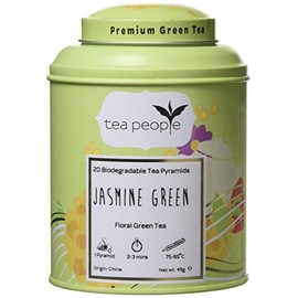 Tea People Jasmine Green -20 Tea Pyramids in Tin Caddy, JG-20TP