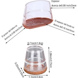 24 Piezas Almohadillas Antideslizantes de Silicona y Fieltro para Sillas/Mesas - Protector de Suelo de Madera Dura contra Rayaduras y Ruidos - Cubrepatas para Todos Pisos Duros Pequeño tamaño
