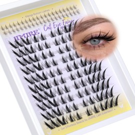 Wispy Lash Clusters Manga Eyelash Clusters Wispy Cat Eye D Curl Individual Eyelashes with Bottom Lashes Fairy Cluster Lashes 140Pcs Natural DIY Lashes Individual Cluster by JIMIRE