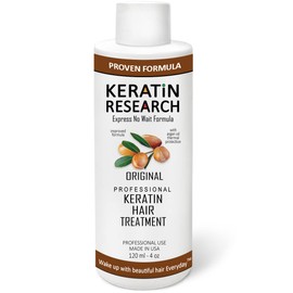 KERATIN RESEARCH Keratina Brasilera Tratamiento Capilar con Champú Clarificante, Resultados Profesionales, Alisa y Suaviza el Cabello (Keratina por 120ml)