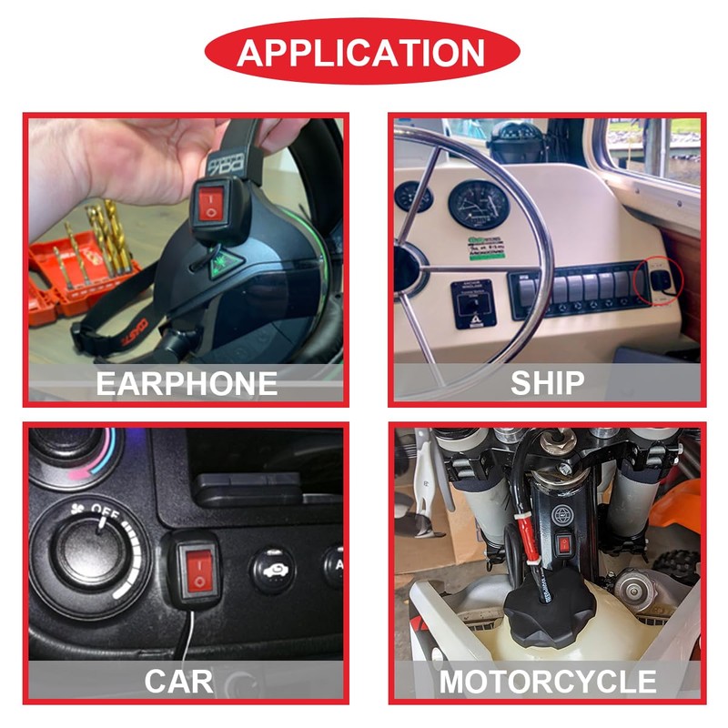 MKBKLLJY 1Pcs Red Paste Type Switch Car Rocker Switch ON/Off