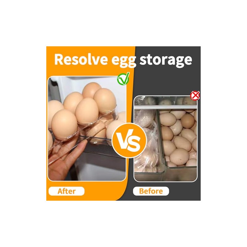 Pack of 2 Fridge Egg Holders, 16 Eggs Space Saving