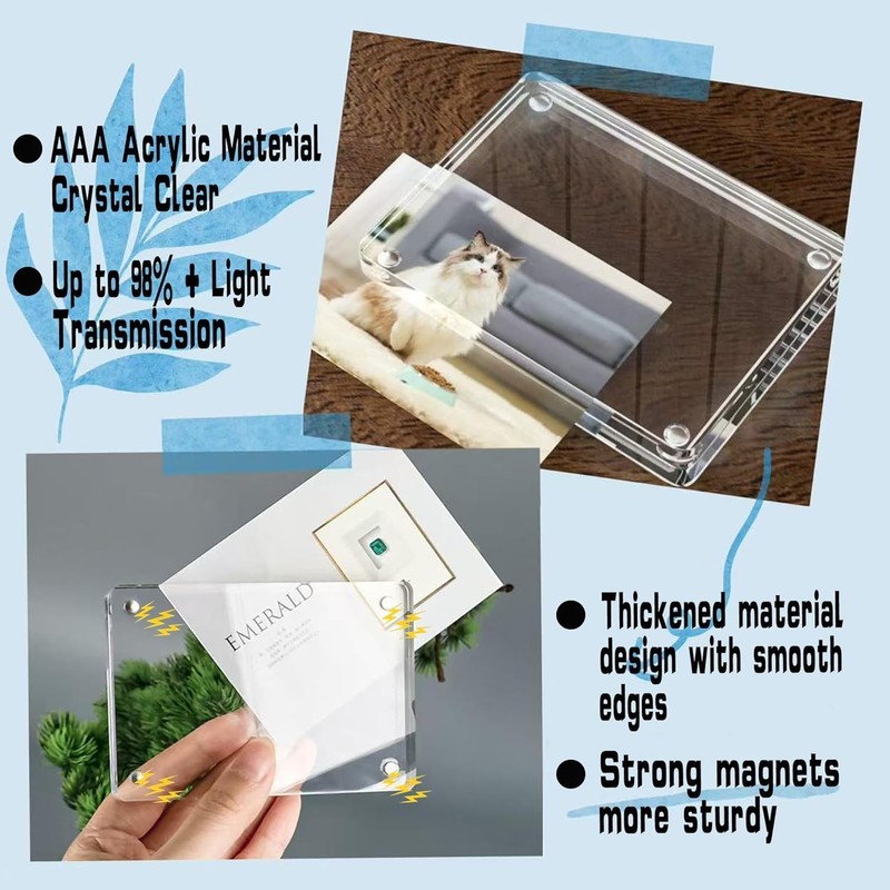 EKINIYAR 5x7 Acrylic Picture Frames, 20% Thicker Block, Clear Picture